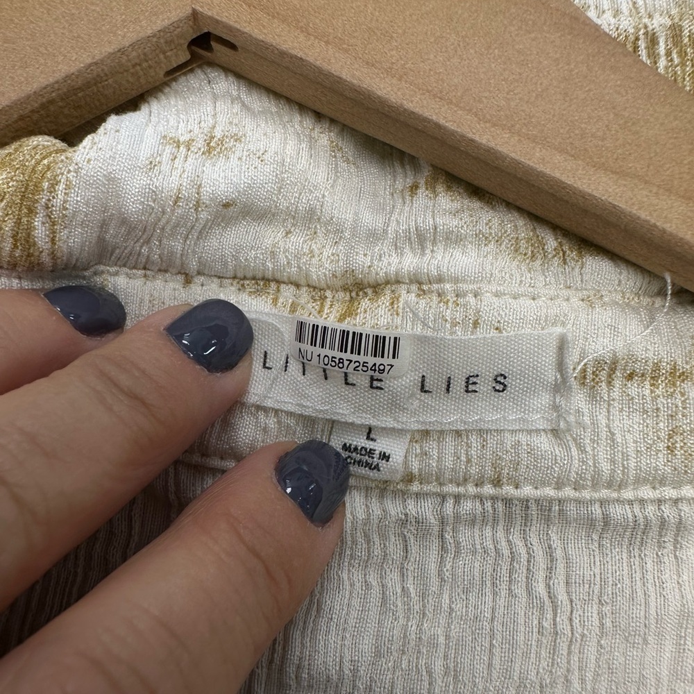 Anthropologie Little Lies Neutral Tie-Waist Midi Dress – Size L - Picture 8 of 10